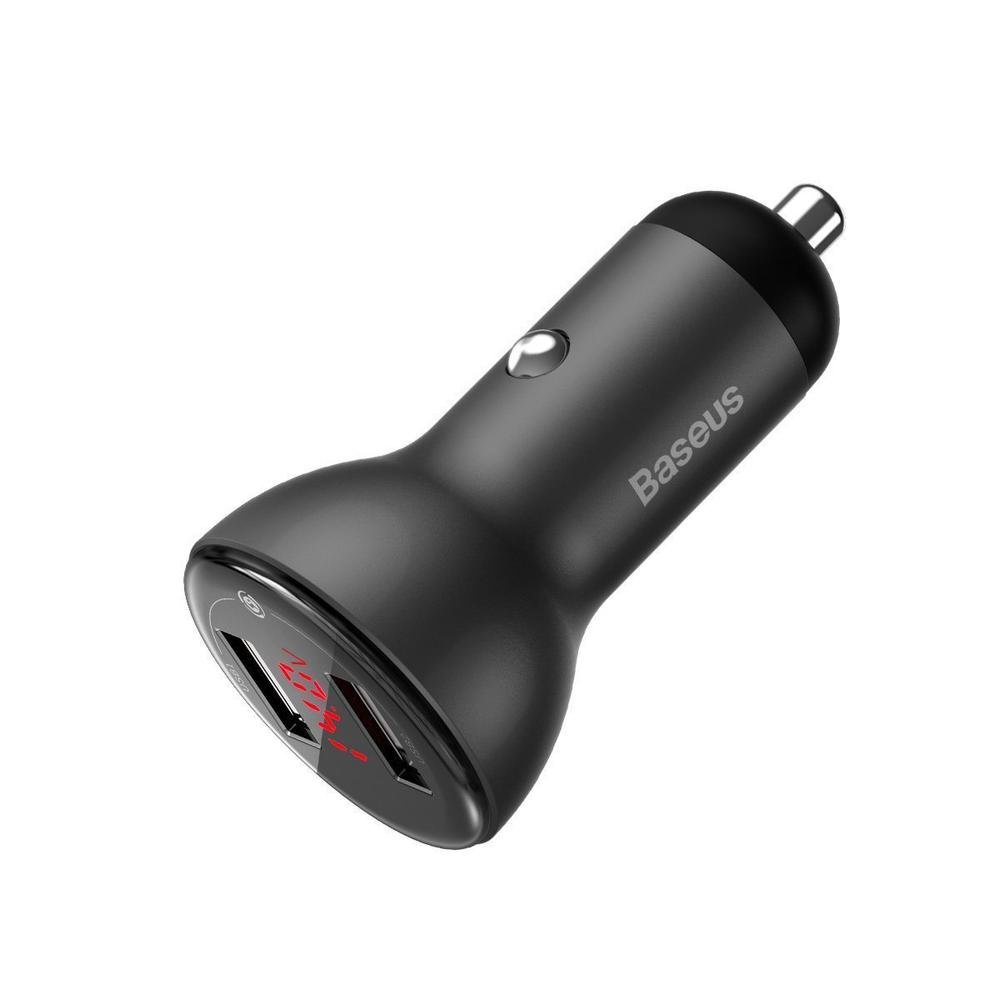 Автомобильная зарядка Baseus Digital Display Dual SCP Quick Charger Car Charger U+U 45W - Gray