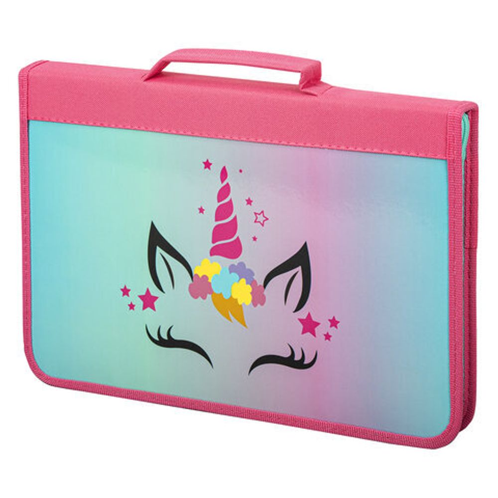 Папка на молнии BRAUBERG А4 с ручкой, с органайзером, 1 отделение, "Unicorn", 271447