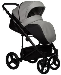 Детская коляска Indigo Tour Eco 3 в 1 с автокреслом Avionaut Cosmo Te02 черная кожа+серая кожа