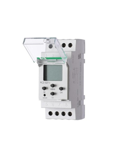 Реле времени астрономическое PCZ-527-1 суточн./недельн. 2мод.; 2 канала (режим работы настраивается для кажд. канала); ночн. перерыв; годов. программа; монтаж на DIN-рейке F&F EA02.002.017