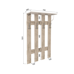 Вешалка Ямайка ЯПВ-1, Дуб крафт серый, Кашемир