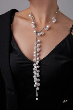 Колье Currant белый жемчуг, оттенок серебро