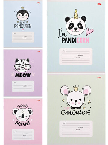 Тетрадь А5 12л лин. Проф-Пресс "Очаровательные зверушки-1 микс" 5 диз.в спайке*