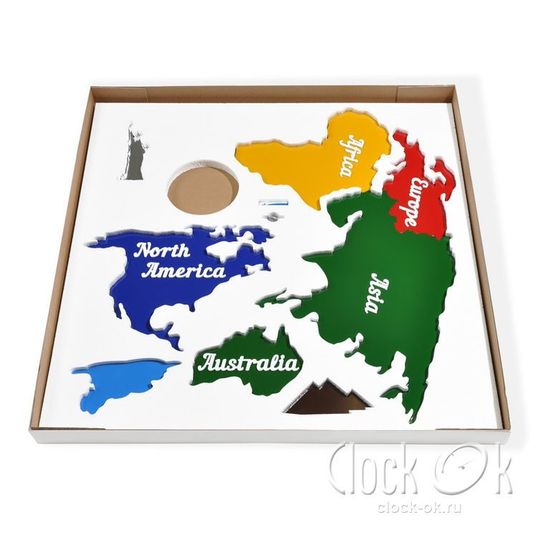Настенные часы Карта мира 3D