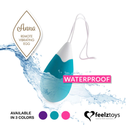 Вибромассажер в форме капли на радиоуправлении Anna Vibrating Egg морская волна