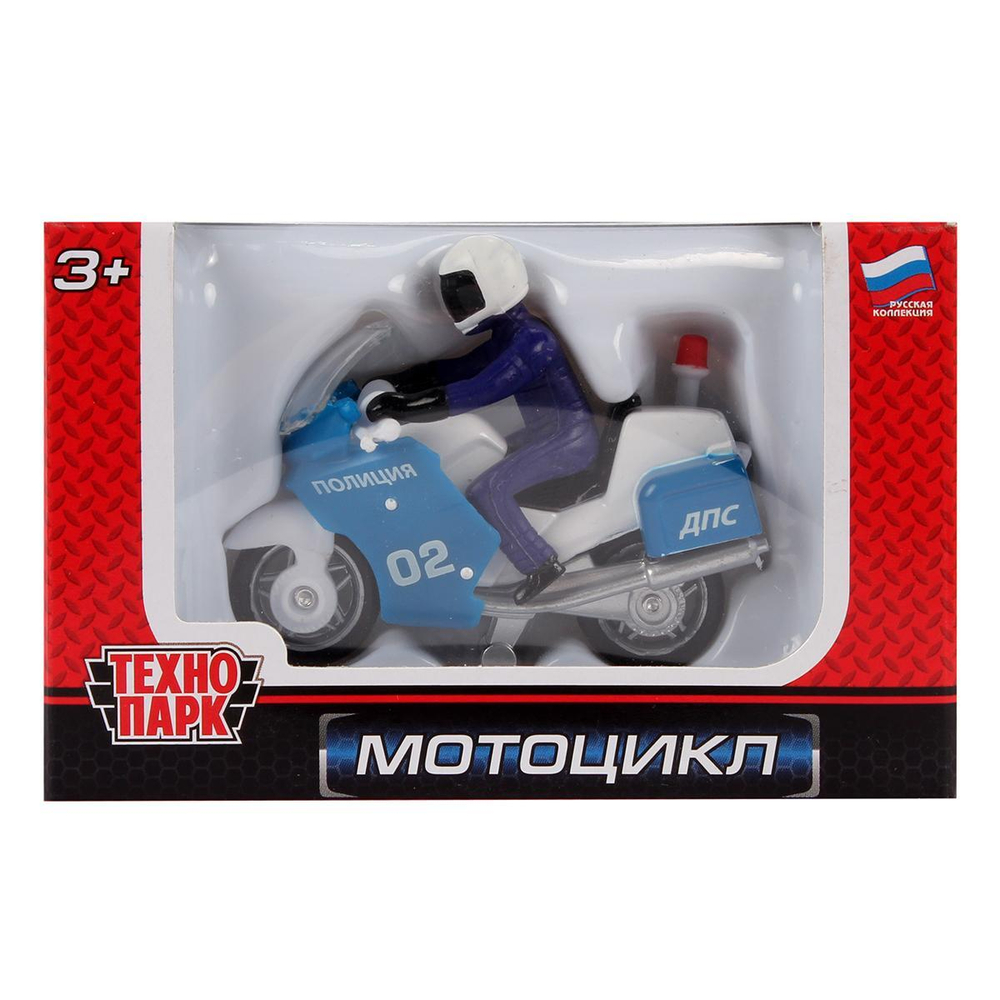 Модель ин. мет. "Мотоцикл с фигуркой, Полиция" 7см, в ассорт. коробка SB-16-02-MO(P)-CDU (Технопарк)