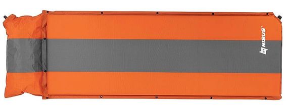 Коврик самонадувающийся с подушкой 30-170x65x5 см оранжевый/серый NISUS N-005P-OG