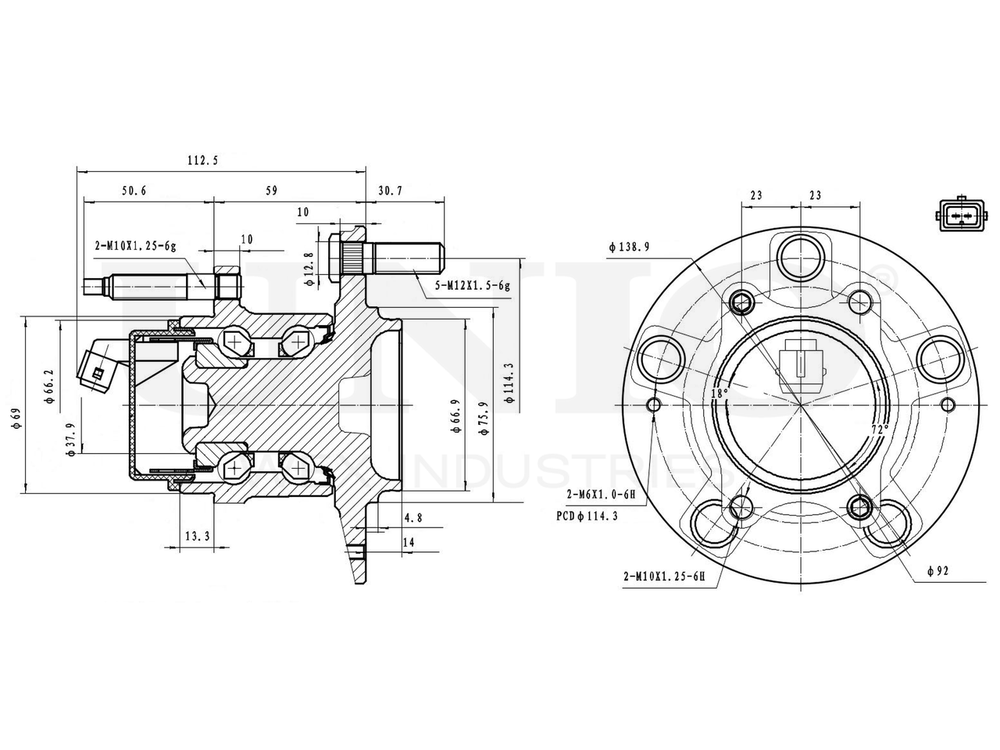 Ступица задняя (с ABS) UNIO HUB-20197