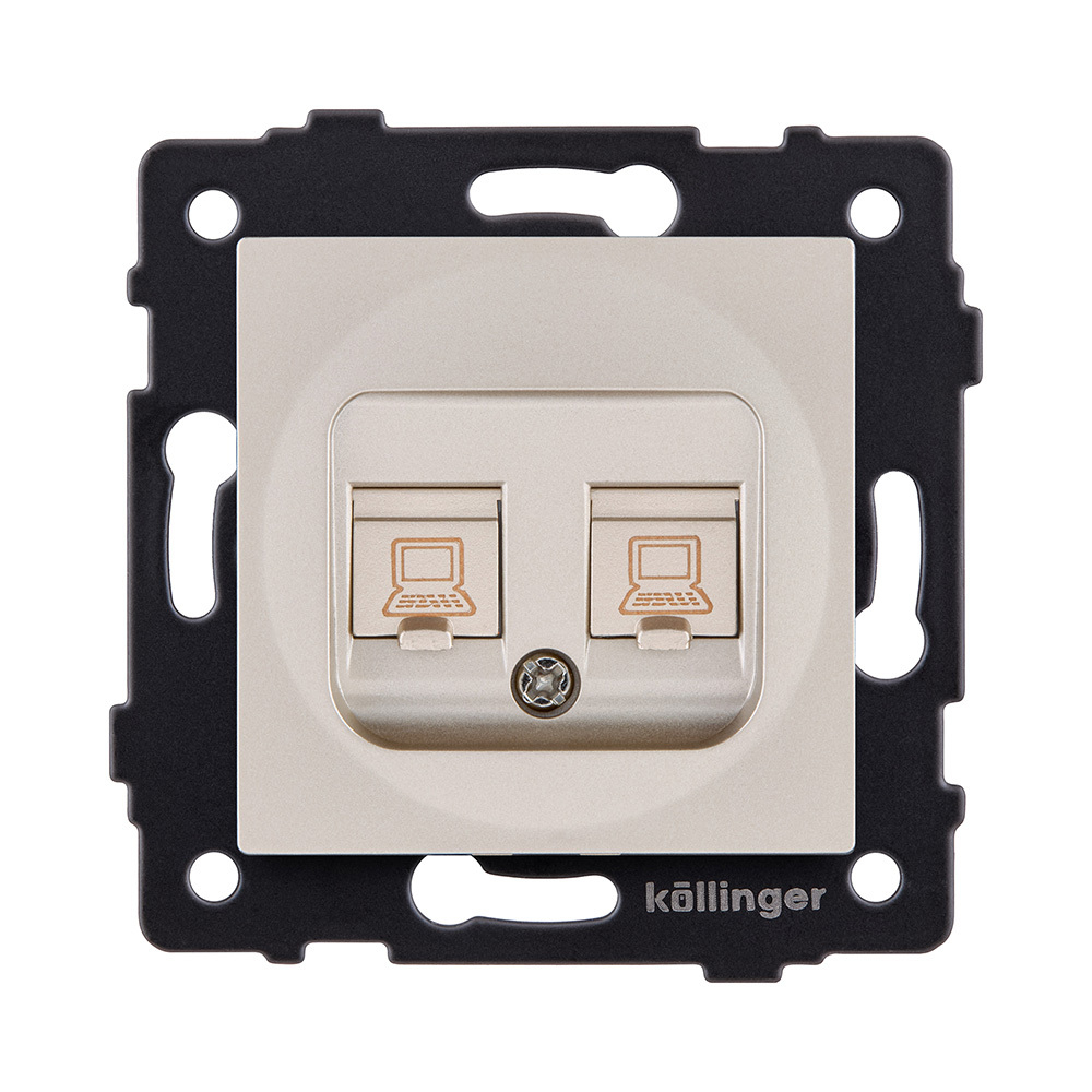 Розетка двойная Ethernet RJ45 Cat.5, золотой Kollinger REA-015GD для Aspekt, Eleganz, Reflex