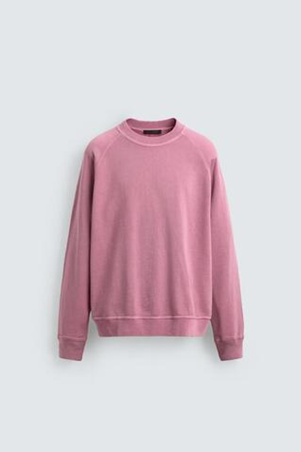 ZARA ТОЛСТОВКА С КРУГЛЫМ ВЫРЕЗОМ И ЭФФЕКТОМ ПОТЕРТОСТИ, РОЗОВЫЙ