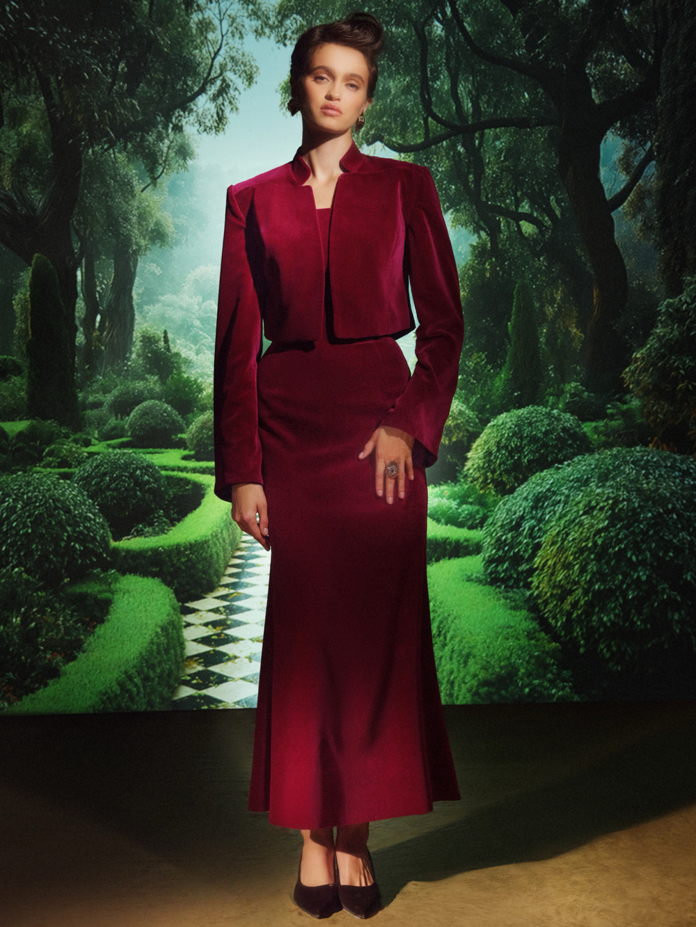 Силуэтный жакет с платьем