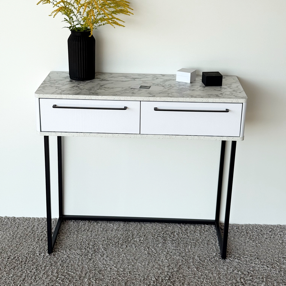 Туалетный столик консоль ROYAL 5211 эко (Мрамор Каррара-Черный-р.черная)