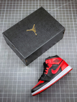 AIR JORDAN 1 MID BRED BLACK/BLACK/RED