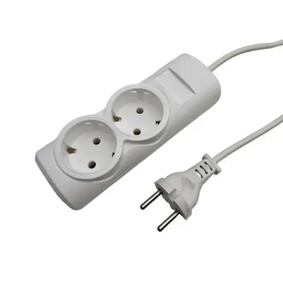 Удлинитель сетевой, ГОСТ, ПВС 2*0,75, 2 гнезда, 3м, сертифицированный, белый