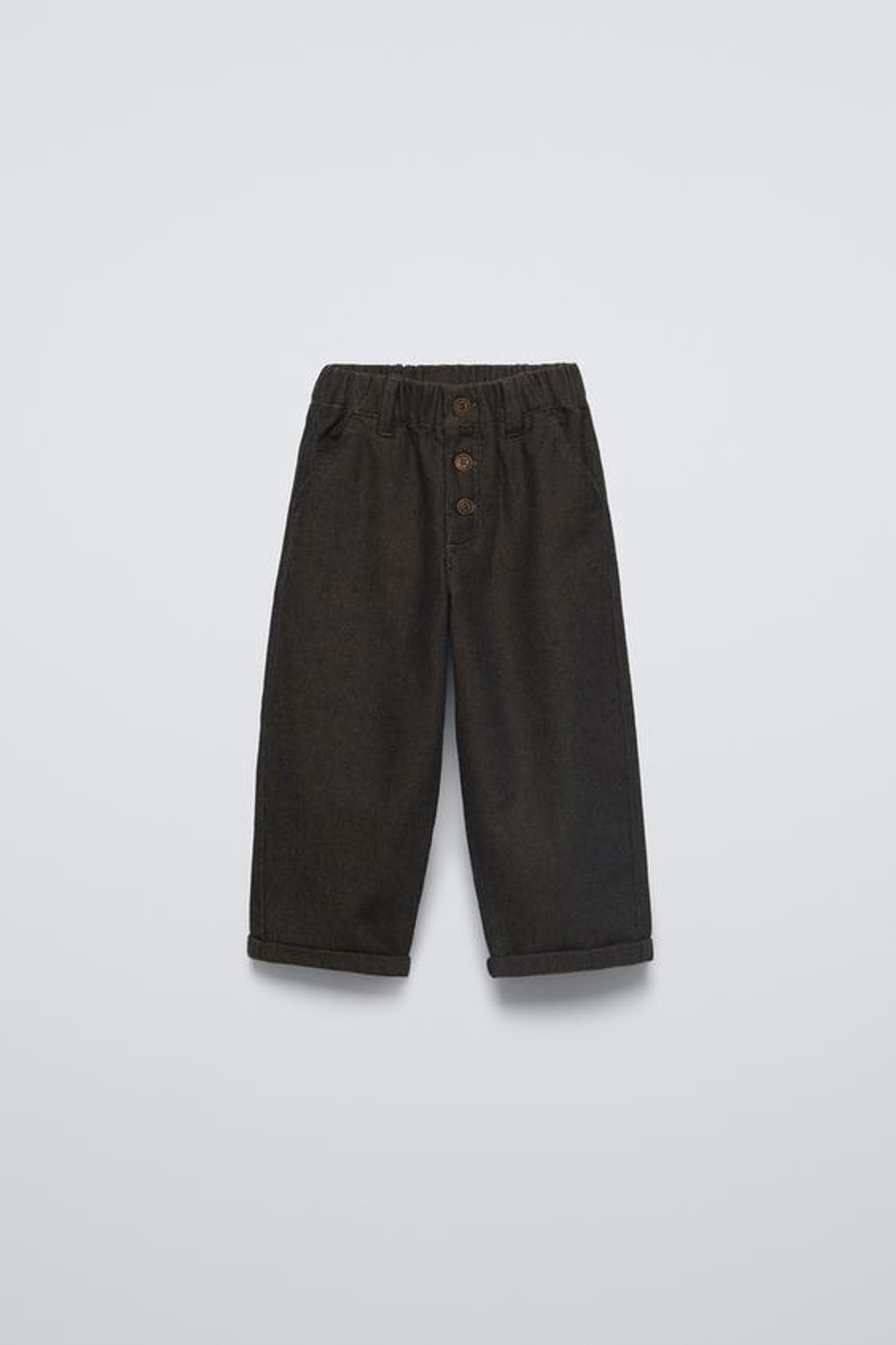 ZARA БРЮКИ С ПУГОВИЦАМИ, ТЕМНЫЙ ХАКИ