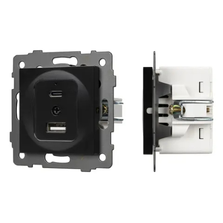 Механизм USB розетки SCT-MUAC-PL-BK-V (5V, 3A, QC4) (Arlight, -) 049838