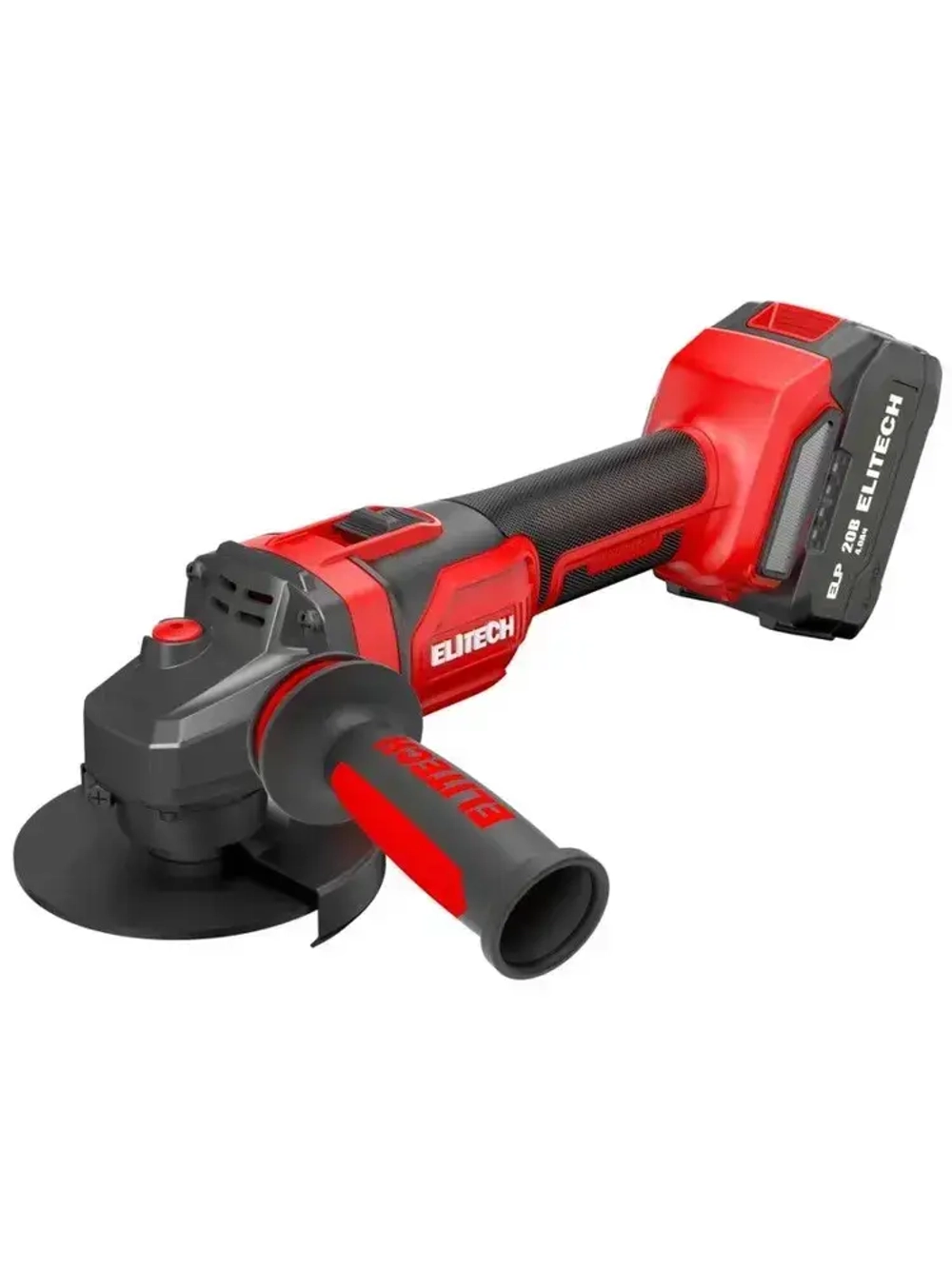 Шлифмашина угловая аккумуляторная (УШМ, болгарка) ELITECH МШУ 2012БЛ, 125мм., Bl мотор, 20В, 2х4 А/ч