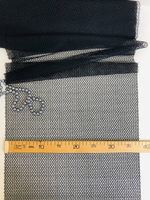 Тесьма сетка c вышивкой, черный, 40см, средние соты