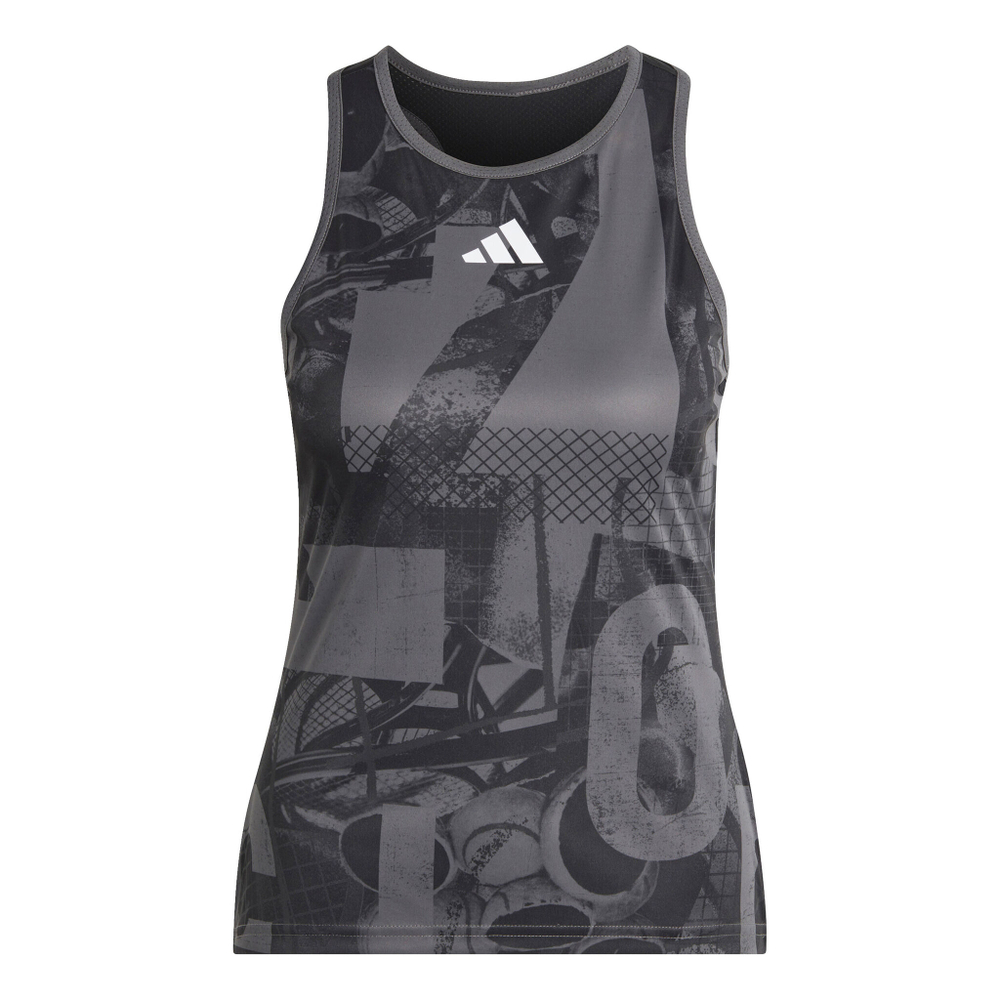 Женская теннисная майка adidas Club Graphic Tank Top Women - Black, Dark Grey