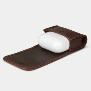 Держатель для наушников Petit из кожи аллигатора, коричневого цвета