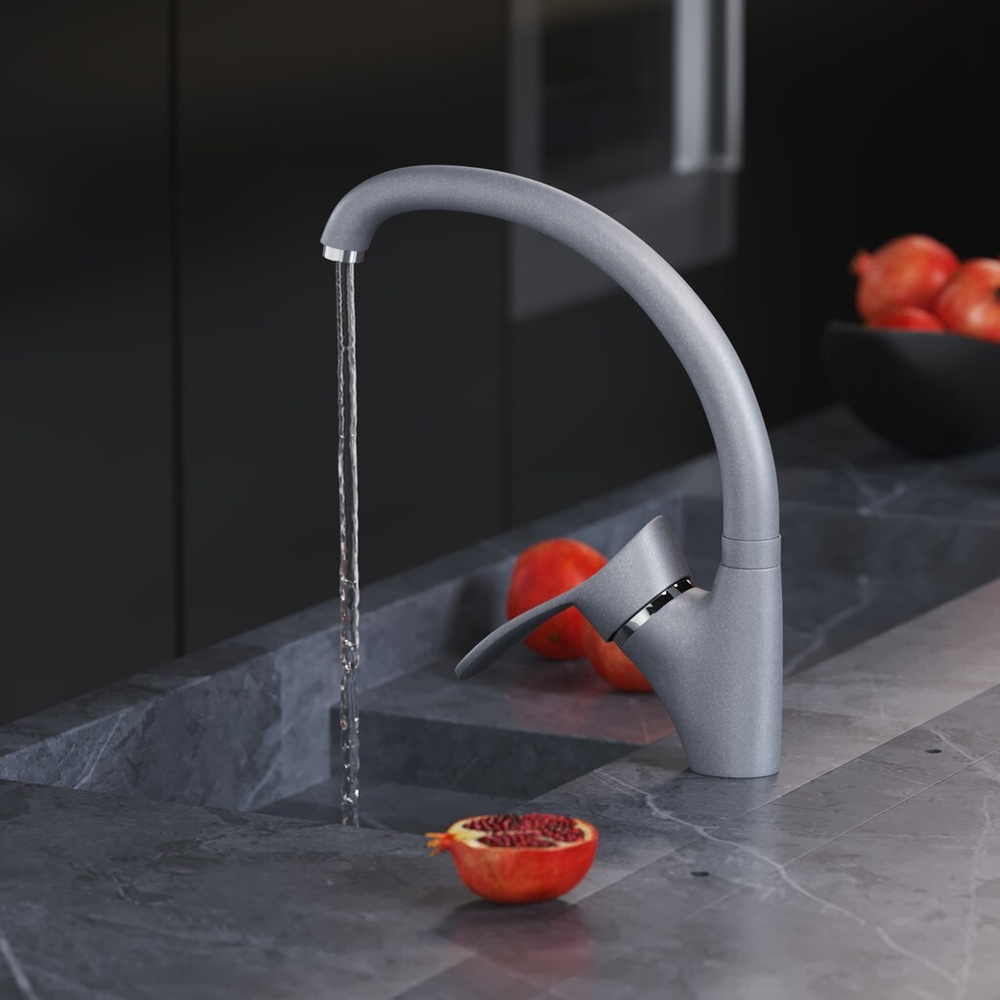 Смеситель для кухни 40к MIXLINE ML-GS01 (342) графит высок. излив