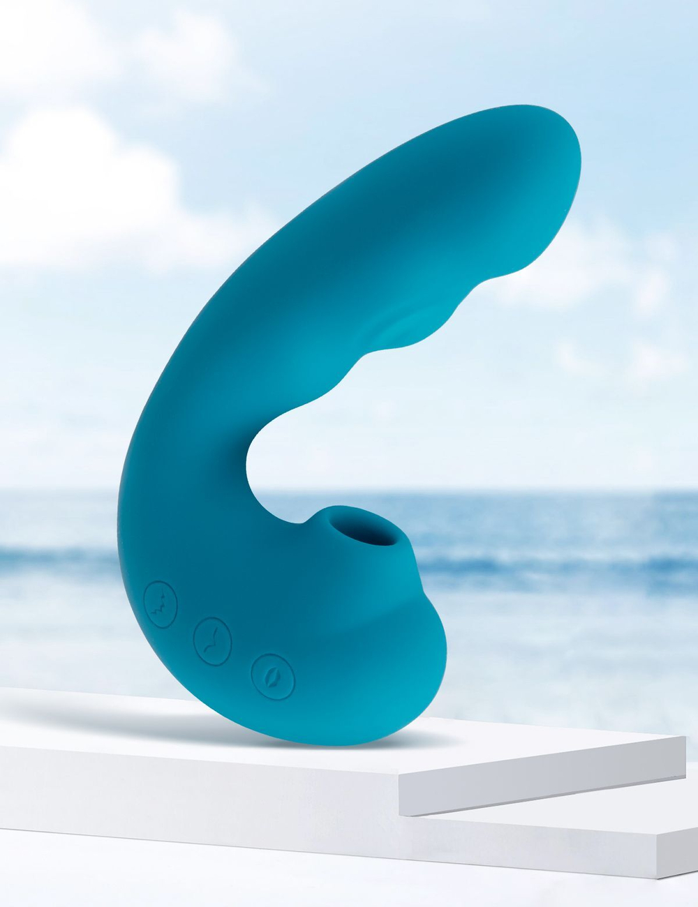 Голубой вибратор Tara с вакуумной стимуляцией и функцией постукивания (Цвет: голубой)