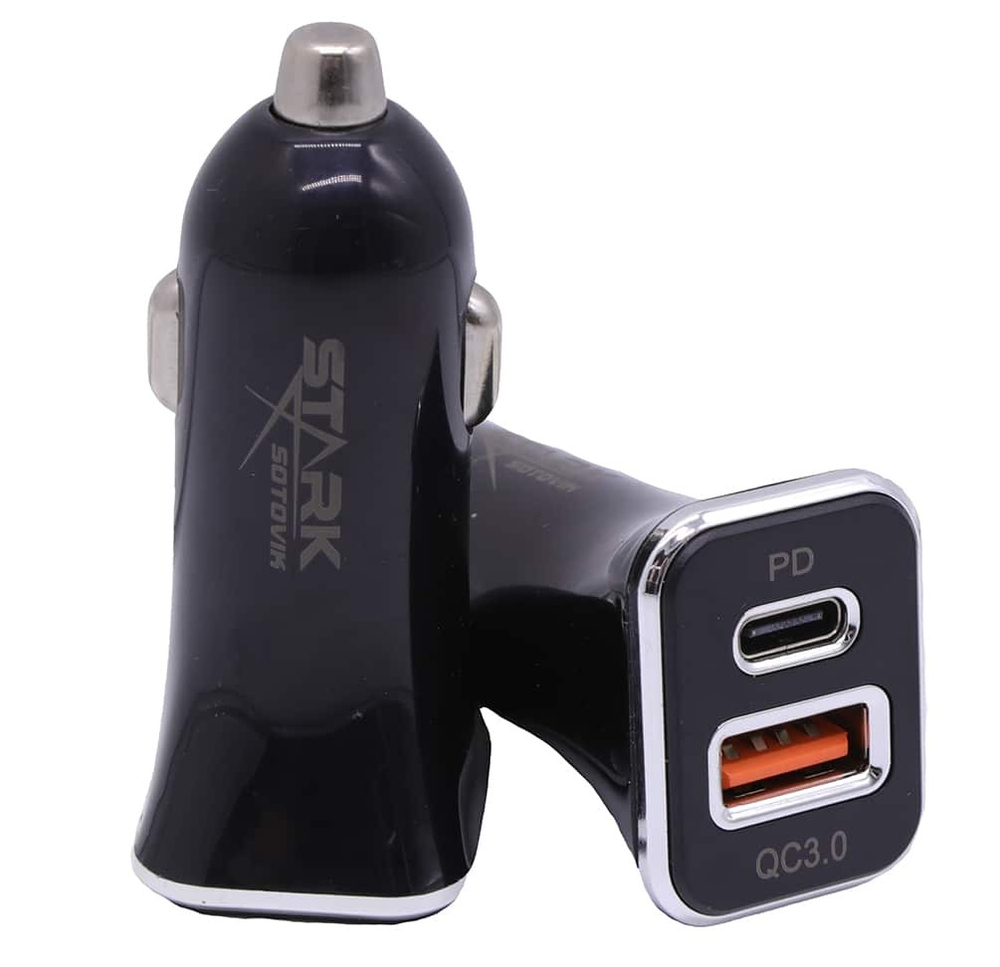 Автомобильный адаптер питания STARK RX-710 + PD USB 2.4A (черный)