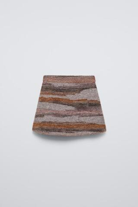 ZARA ЖАККАРДОВАЯ ЮБКА, КОРИЧНЕВЫЙ С МЕЛАНЖЕВЫМ ЭФФЕКТОМ