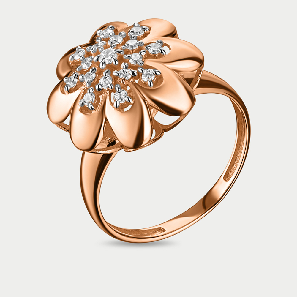 Кольцо для женщин из розового золота 585 пробы с фианитом (арт. 10-10101-1471)