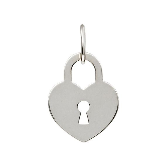 Замок в форме сердца - ювелирная подвеска из серебра 925 пробы, вид спереди