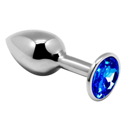 Анальная втулка Alive Mini Metal Butt, голубой кристалл, M