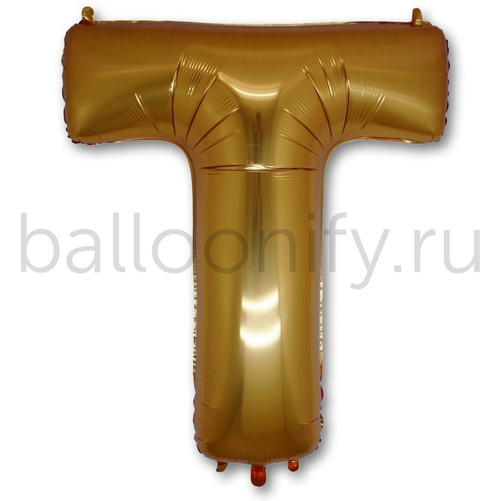 Фольгированная фигура, Буква Т 100 см Gold