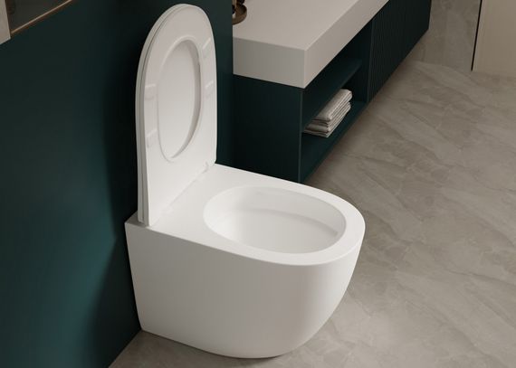 Унитаз ABBER Bequem AC1111TMW приставной белый матовый, безободковый, смыв торнадо