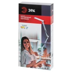 Настольный светильник ЭРА NLED-507-8W-W светодиодный на струбцине белый | Светодиодные настольные лампы