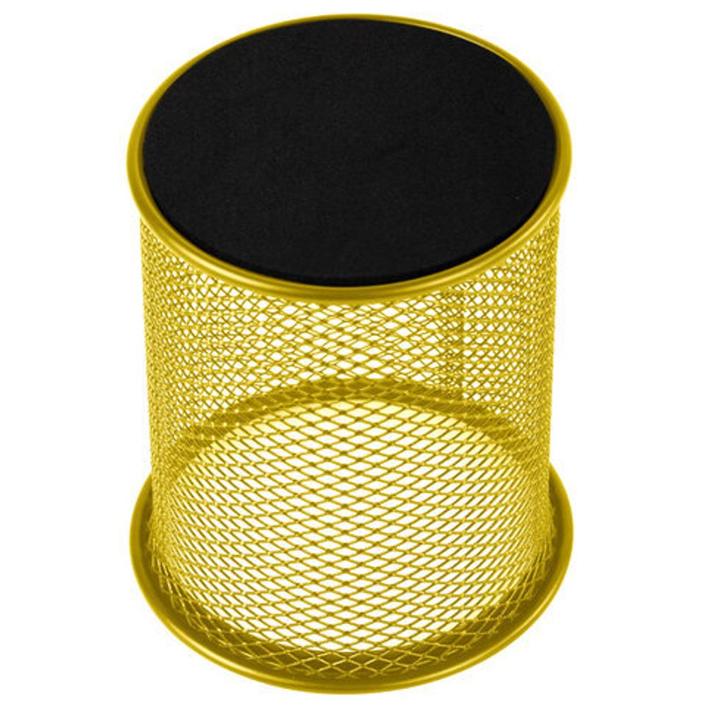 Подставка-органайзер BRAUBERG "Germanium", металлическая, круглое основание,100х89 мм, желтая, 231980