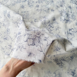 Хлопок "под Лён" Летний сад (синий)