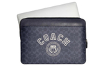 COACH Coated Canvas With Refined Calfskin Clutch Laptop Bag Large Women"s Denim & Chalk White