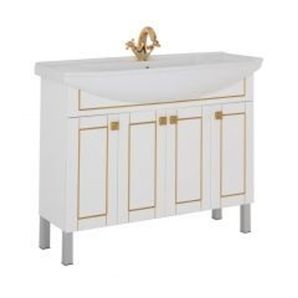 Тумба с раковиной Aquanet Честер 105 белый/золото