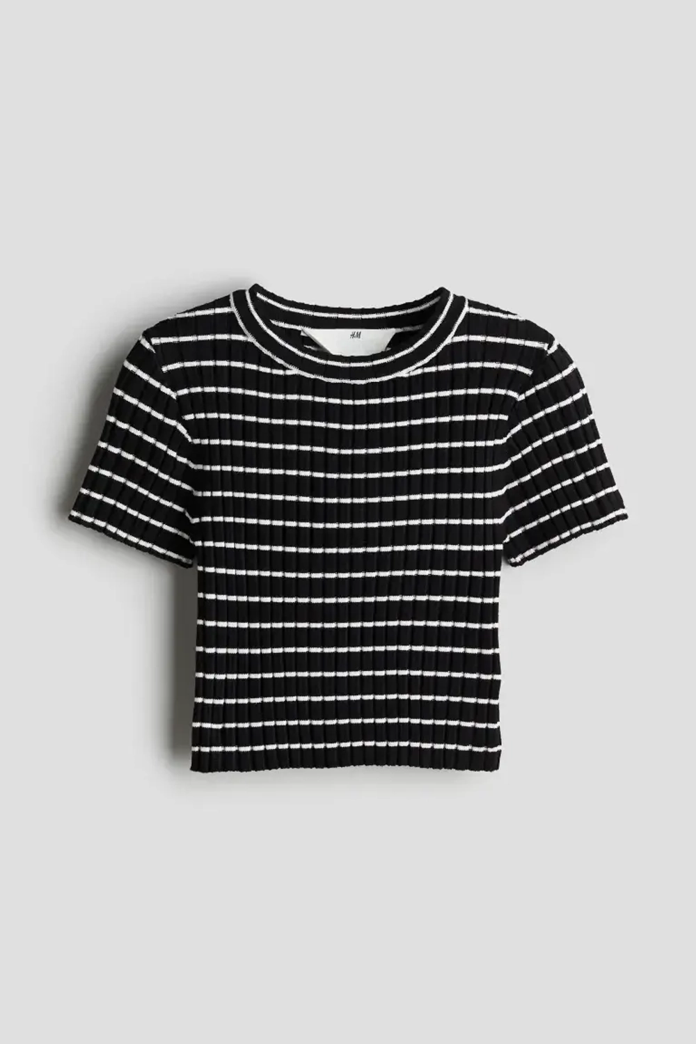 H&M Футболка в полоску, черный/белый