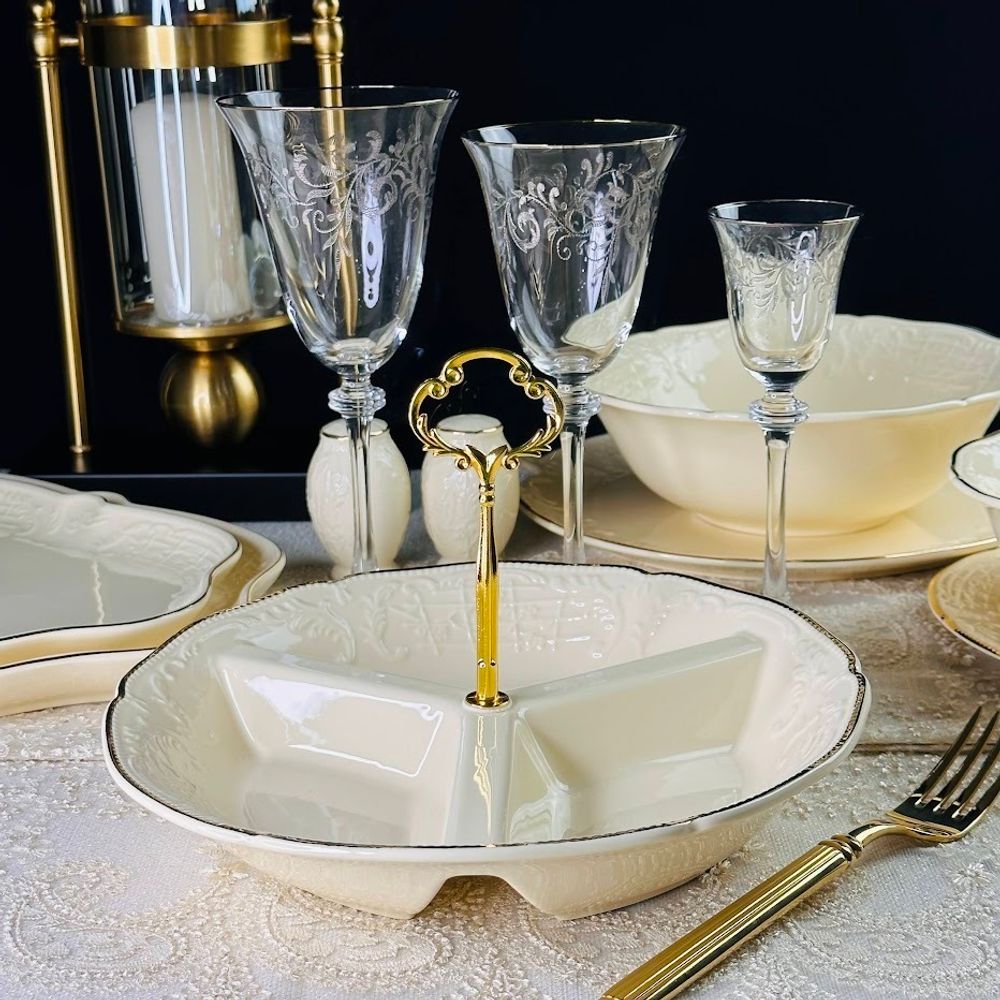 Lenardi 205-399 Менажница 25х19см ДОМИНИКА КРЕМ в под.уп.(х18)Фарфор