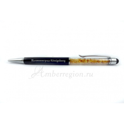 Ручка-стилус с янтарем (чёрная)