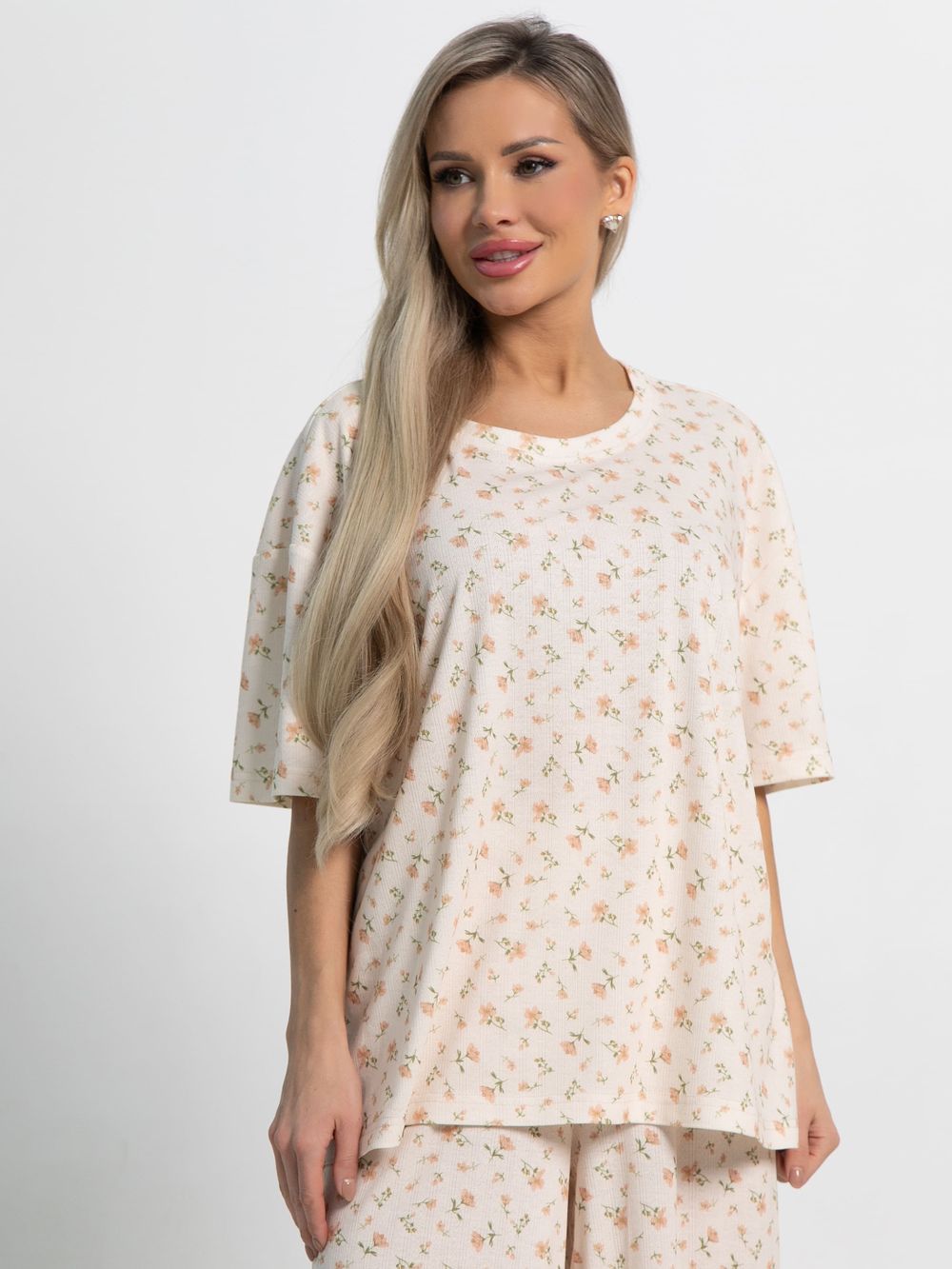 Костюм домашний с брюками Мона (бежево-розовый) К15211-1М LT Collection