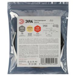 Светодиодная лента ЭРА LS2835-14,4-180-12-3000K-IP20-1 year-5m теплый белый 1 год