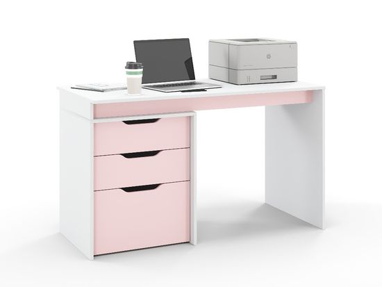 Стол ГРАНД-ЛАВОРО-2 /1300*750*600/ белый / розовый кварц