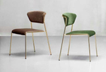 Стул с обивкой Scab Design Lisa, сатинированная латунь, зеленый