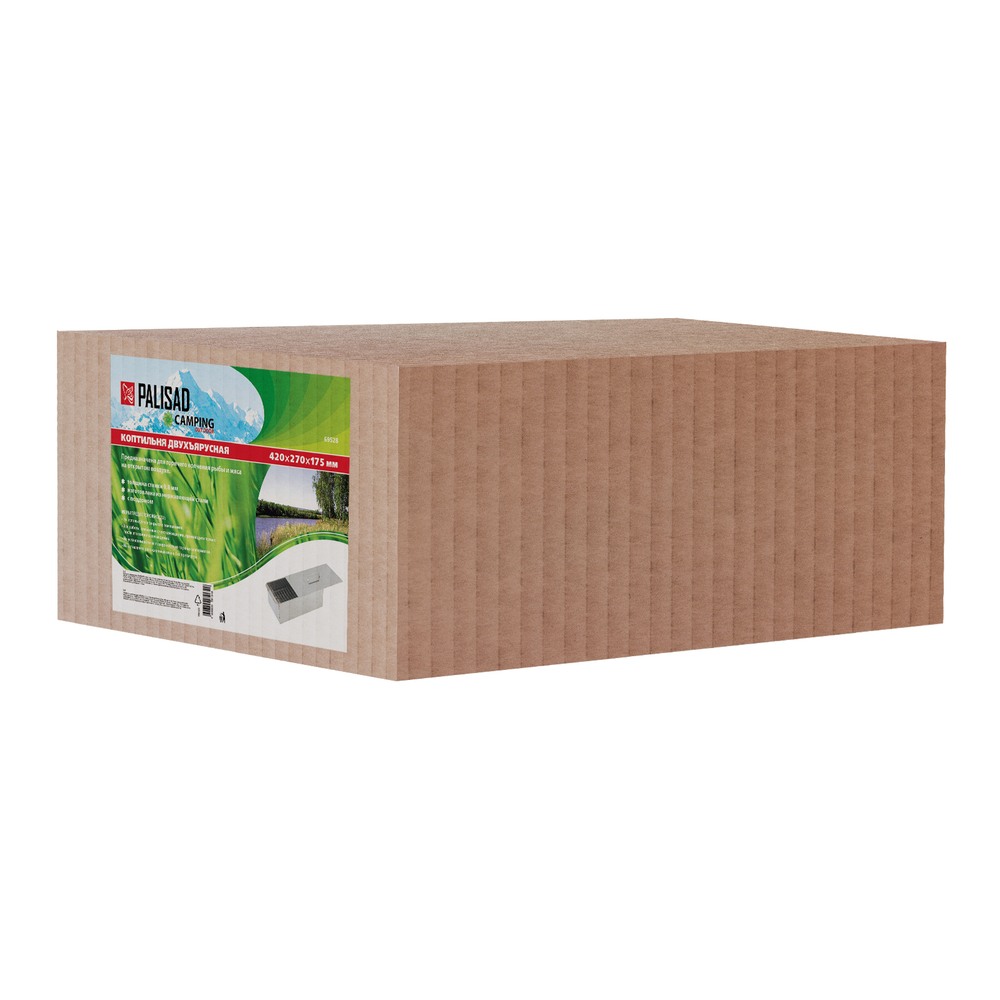 Коптильня двухъярусная 420 x 270 x 175 мм, нержавеющая сталь, 0.8 мм. с поддоном, Camping Palisad