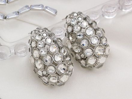 Серьги-гвоздики "Капли" 30мм, с кристаллами