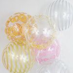 Шар (20''/51 см) Сфера 3D, Deco Bubble, Золотое конфетти, Прозрачный, 1 шт. в упак.