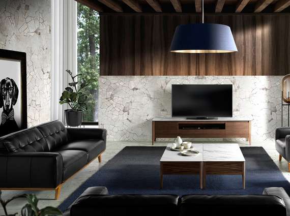 Двухместный диван Angel Cerda 5606-2P, черная кожа