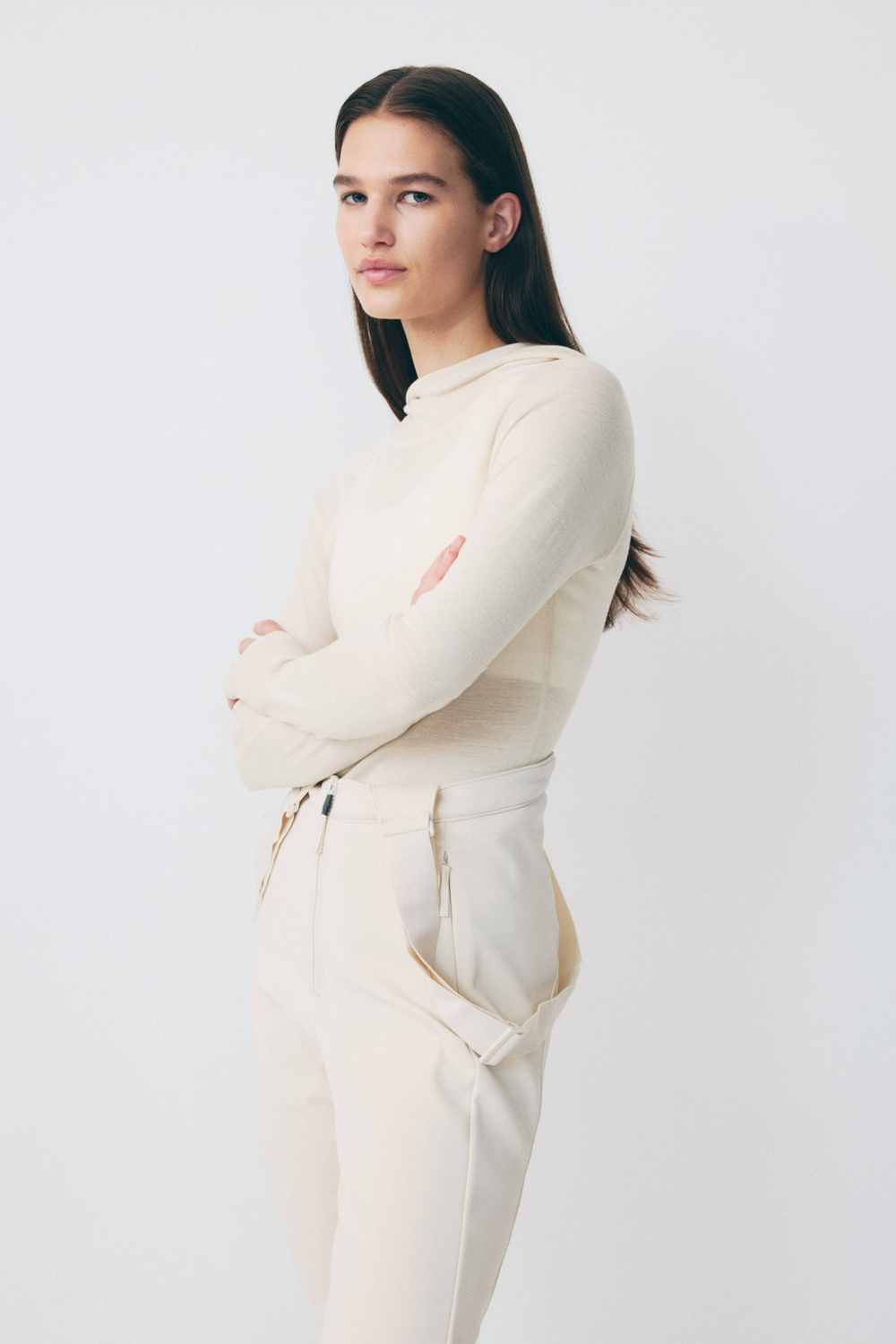 H&M Шерстяная футболка с капюшоном, светло-бежевый